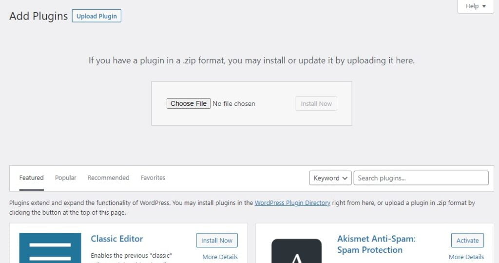 Upload your own plugins to wordpress.